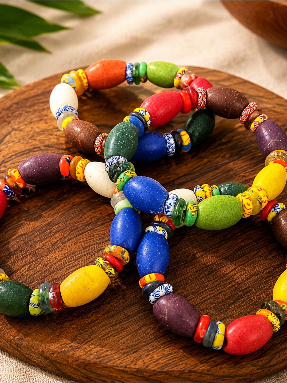 Multicolored Krobo Bead Bracelets